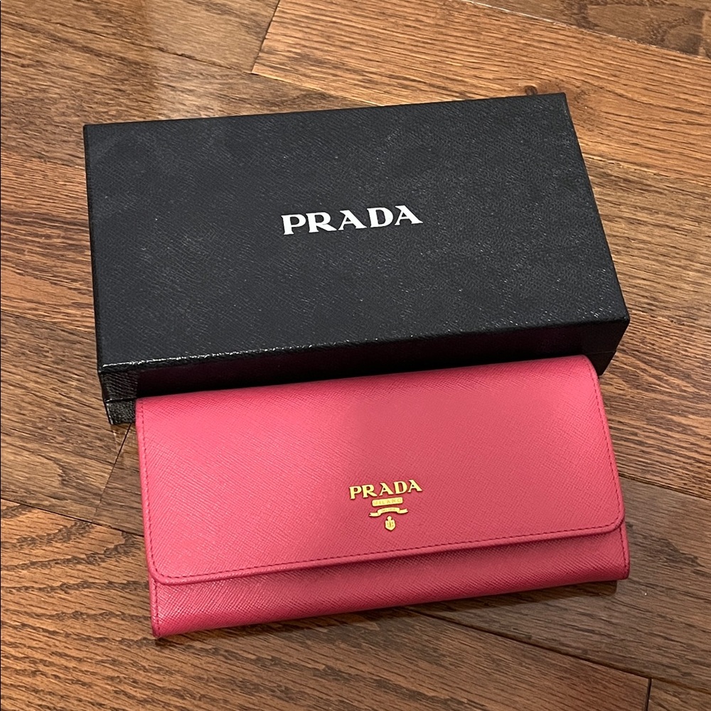 Prada Peonia + Begon Saffiano Long Wallet